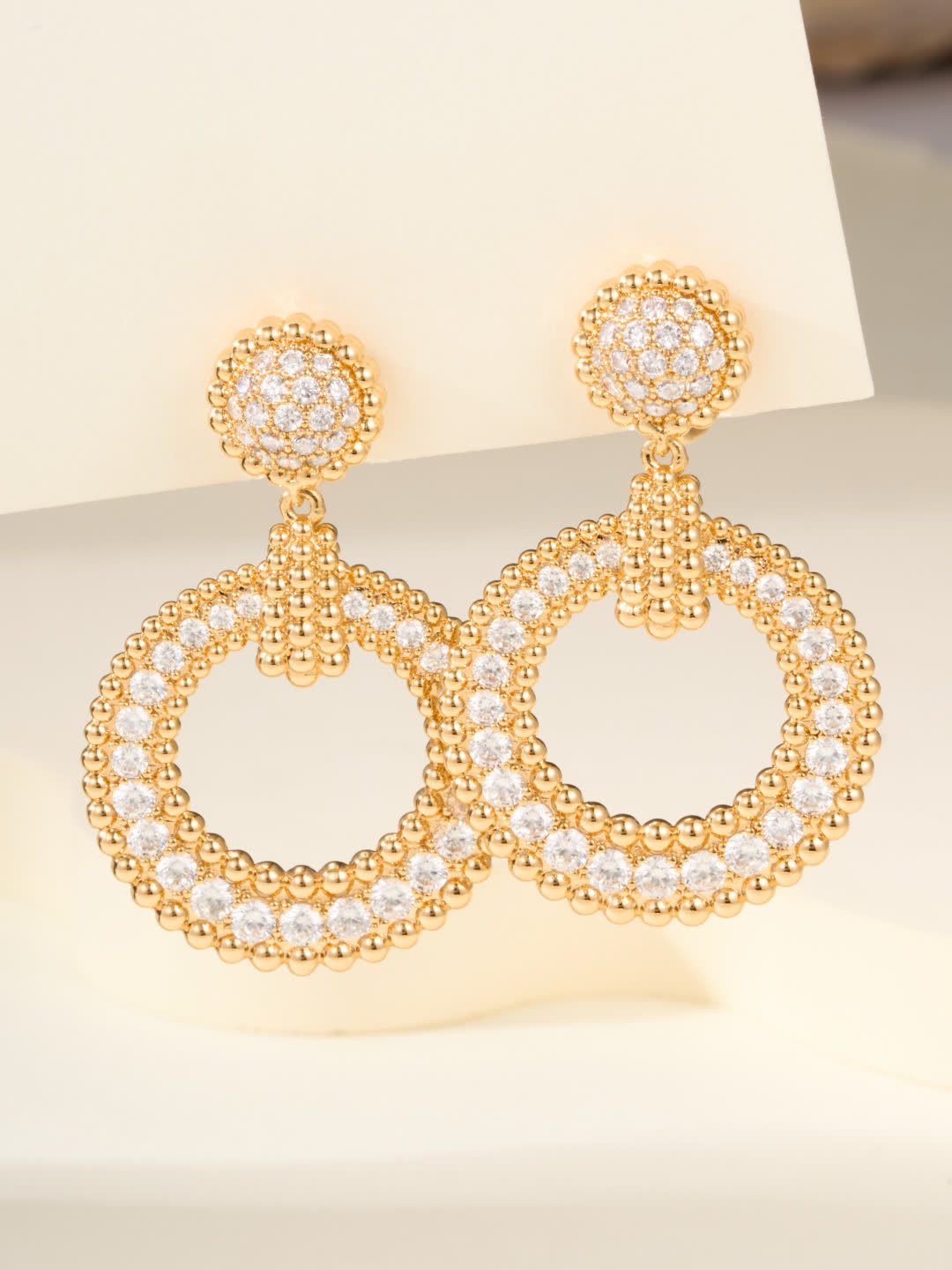 Elegant Gold and Silver Hoop Earrings with Crystal Accents